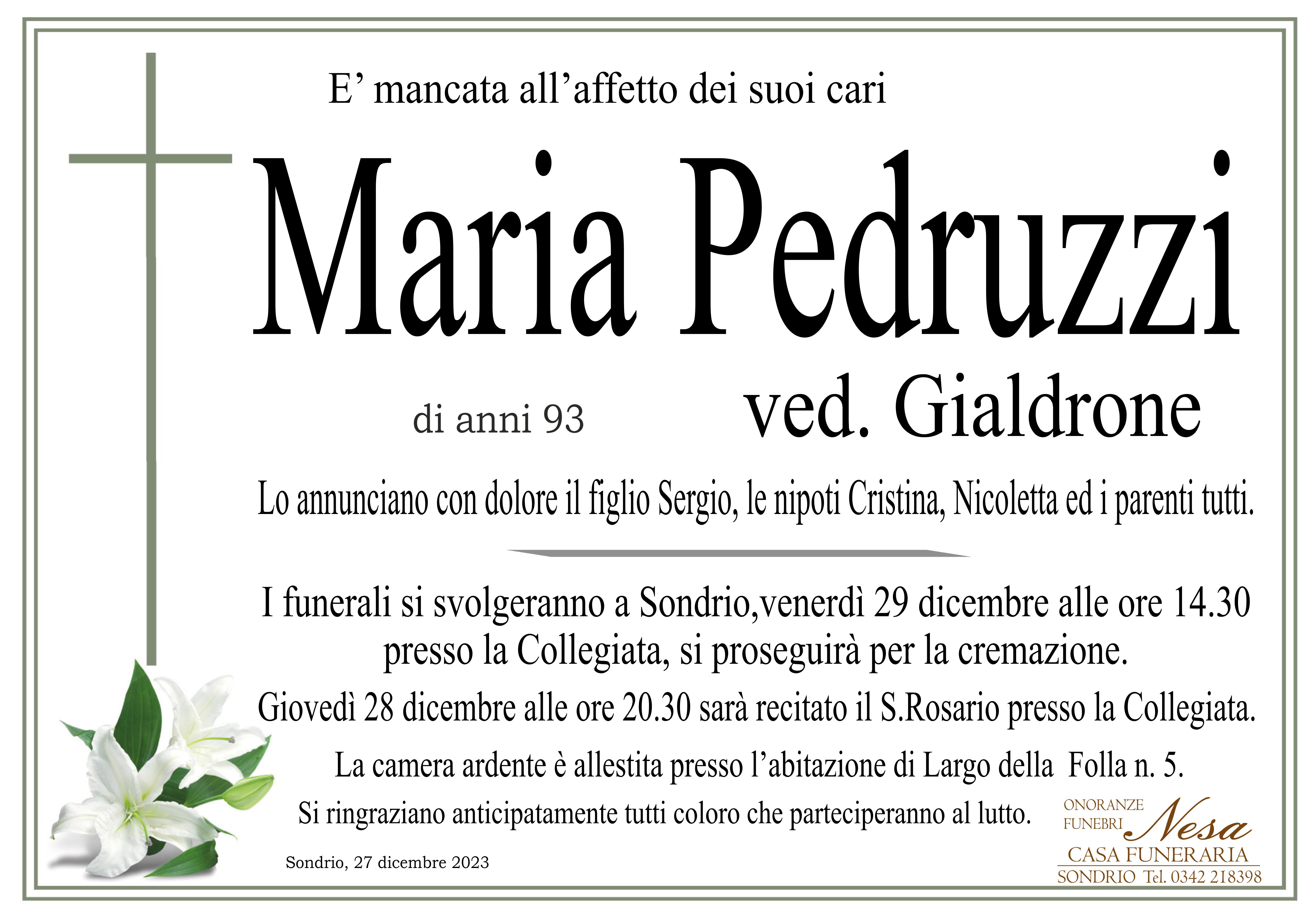 Necrologio Maria Pedruzzi ved. Gialdrone